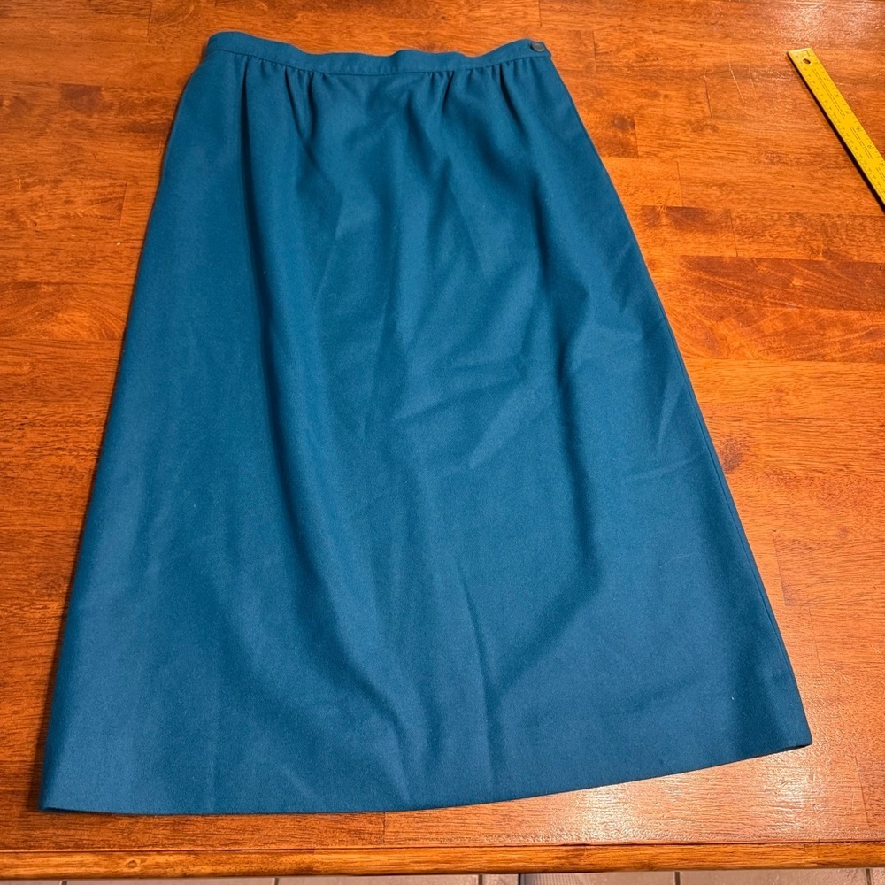 Vintage Pendleton wool skirt blue dark teal size 12 100% virgin wool